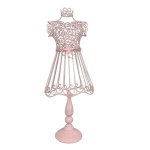 28” Pink Art Metal Dress Form Mannequin Shabby Cottage Fashion Decor Jewelry